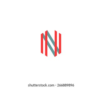 Abstract letter N logo design template. Colorful creative sign. Vector icon.