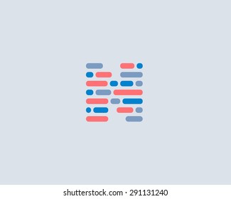 Abstract letter N logo design template.  Dynamic, code vector unusual font. Universal fast moving dots, atoms, blocks, color symbol. 