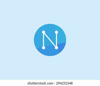 Abstract letter N logo design template. Dot, line, color creative sign. Universal vector icon.