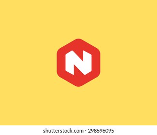 Abstract letter N logo design template. Colorful creative hexagon sign. Universal vector icon.