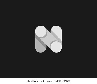 Abstract letter n logo design template. Black and white modern creative sign. Universal vector icon.