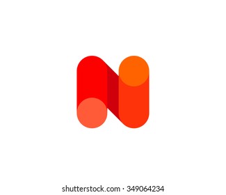 Abstract letter N logo design template. Colorful modern creative sign. Universal vector icon. Fresh tube sector logotype symbol