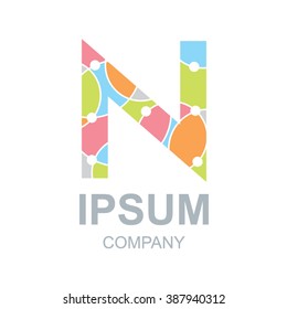 Abstract letter N logo design template,Business,Colorful creative sign,vector icon,lines letters