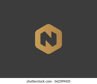 Abstract letter N logo design template. Creative hexagon sign mark. Universal vector icon logotype.