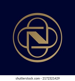 Abstract letter N logo design,Gold, beauty industry and fashion logo.cosmetics business, natural,spa salons. yoga, medicine companies and clinics