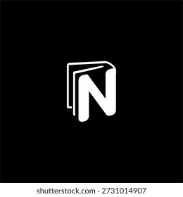 Logo de la letra N Abstractas formado por libros apilados. Diseño de Vector geométrico único para escuelas de arquitectura, estudios de diseño y empresas de ingeniería estructural.