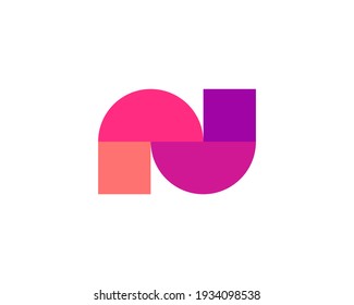 Abstract letter N logo icon design modern minimal style. Creative logo from cut geometric shapes. Universal vector emblem sign symbol mark logotype.
