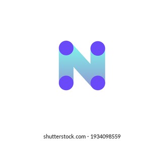 Abstract letter N logo icon design modern minimal style. Creative logo from gradient shapes and circles. Universal vector emblem sign symbol mark logotype.