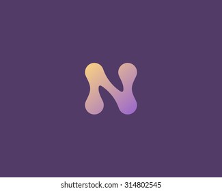 Abstract letter N logo icon vector design. Universal colorful biotechnology molecule atom dna chip symbol. Medicine, science, technology, laboratory, electronics logotype.
