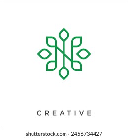 Abstract Letter N logo. Letter N with leaf creative logo design, letter n leaf logo, initial N nature vector template, design inspiration, vector