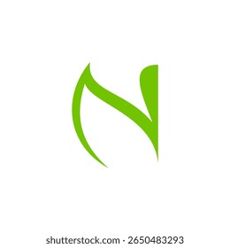 Logotipo Abstractas de la letra N. Letra N con hoja. ecológica, hojas, botánica, verde