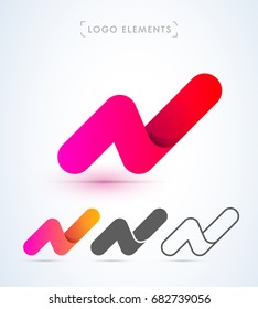 Abstract Letter N Logo In Material Design Style. Origami Paper Icon