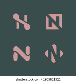 Abstract Letter N Logo And Monogram Element Design Vector Set