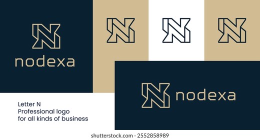 Logotipo Abstractas de la letra N con diseño de nave de ciencia ficción