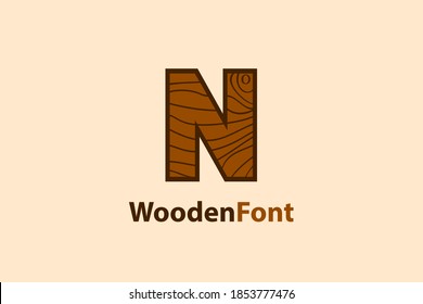 Abstract letter N logo with wood grain texture design concept. modern and creative logo design.