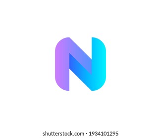 Abstract letter N modern logo icon design concept. Creative bright gradient symbol logotype isolated on white background. Vector illustration.