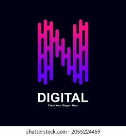 Abstract letter N modern vector logo design font. Suitable for typography technology electronic, geometric technology font and modern futuristic design 
