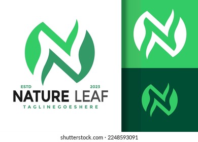 Letra abstracta N Lámina de la Naturaleza Logotipo Logotipos Diseño Elemento Material Vector Plantilla de Ilustración
