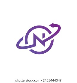 Abstract Letter N and planet or space logo design template