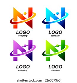 Abstract letter N round ring shape business logo design template.circle ring logo,gold impossible font,symbol,alphabet,corporate identity symbol concept