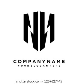 Abstract letter N N shield logo design template