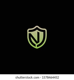 Abstract letter N shield logo design template. Premium nominal monogram business sign. Universal foundation vector icon.