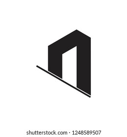 abstract letter n simple geometric logo 
