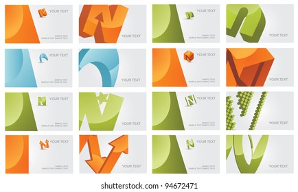 Abstract Letter N Symbol Icon Business Card Set EPS 8 vector, grouped for easy editing. No open shapes or paths.