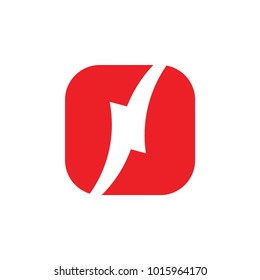 abstract letter n thunder shape negative space logo 
