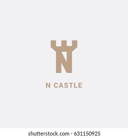 The abstract  letter N Vector logotype castle