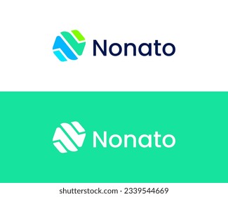 Abstract letter N website and app logo design