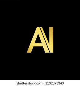 Abstract letter AN NA. minimal logo design template. Vector letter logo with gold and black color.