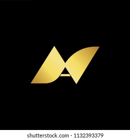 Abstract letter AN NA. minimal logo design template. Vector letter logo with gold and black color.