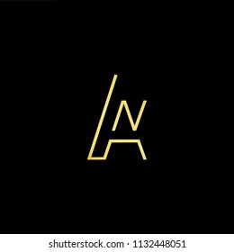 Abstract letter AN NA. minimal logo design template. Vector letter logo with gold and black color.