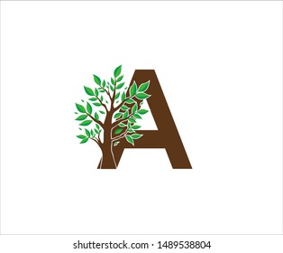 Abstract Letter A Nature Tree Logo Icon. 