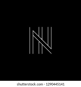 Abstract letter NI IN. Minimal logo design template. Vector letter logo with white and black color.