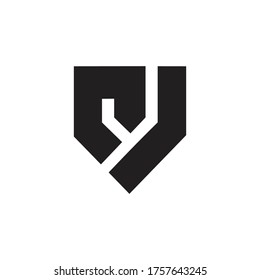 abstract letter nj shield shape geometric logo vector