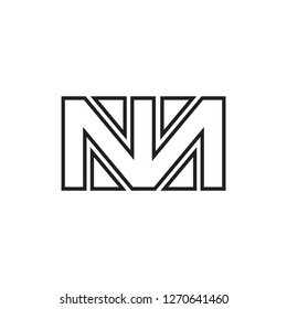 abstract letter nm lines art arrow shape logo vector