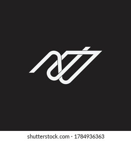 abstract letter nm linked overlapping lines logo vector