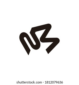abstract letter nm simple linked geometric line emblem logo vector