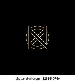 Abstract letter NO ON. Minimal logo design template. Vector letter logo with gold and black color.