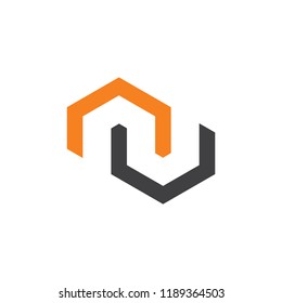 abstract letter nu geometric construction shape logo