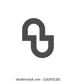 abstract letter nu infinity lines logo vector