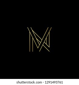 Abstract letter NV VN. Minimal logo design template. Vector letter logo with gold and black color.
