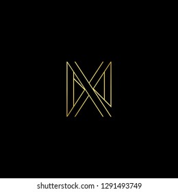 Abstract letter NX XN. Minimal logo design template. Vector letter logo with gold and black color.
