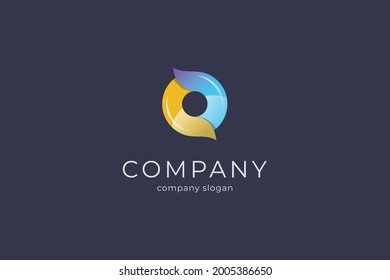 abstract letter o 3d vector icon logo template