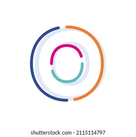 Abstract Letter O Line Colorful linear logotype. modern letter lines with new pop art colors. Font alphabet template. Logo set thin line clean style.