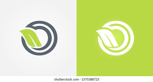 Abstract letter O line logo design template. grey and green Color ecology creative sign. Universal vector icon. Element, organic, natural, bio Icons.