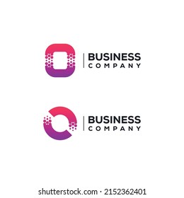 Abstract Letter O Logo design with Pixels Hexagon Shape for Technology and Digital Business Company