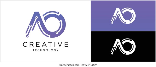 Abstract letter A O logo design Template Vector Illustration. icons for business of technology, elegant, simple.